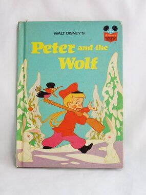 Vintage 1974 Disney Peter And The Wolf Hardcover Book Wonderful World Of Reading
